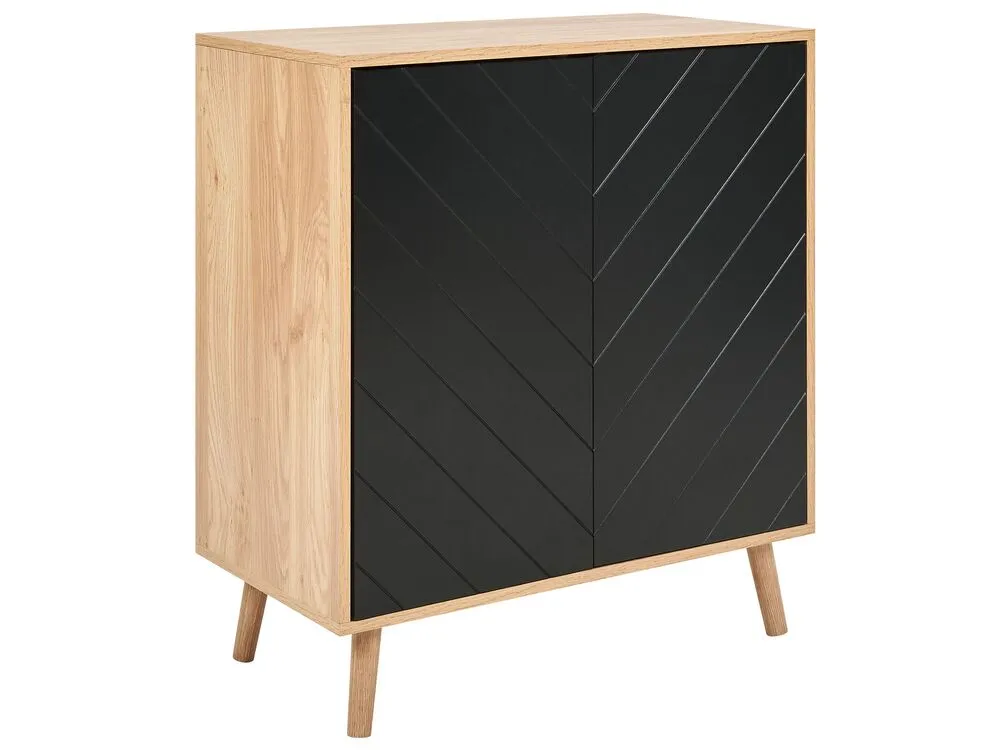 2 Door Sideboard Light Wood and Black BRISTOW