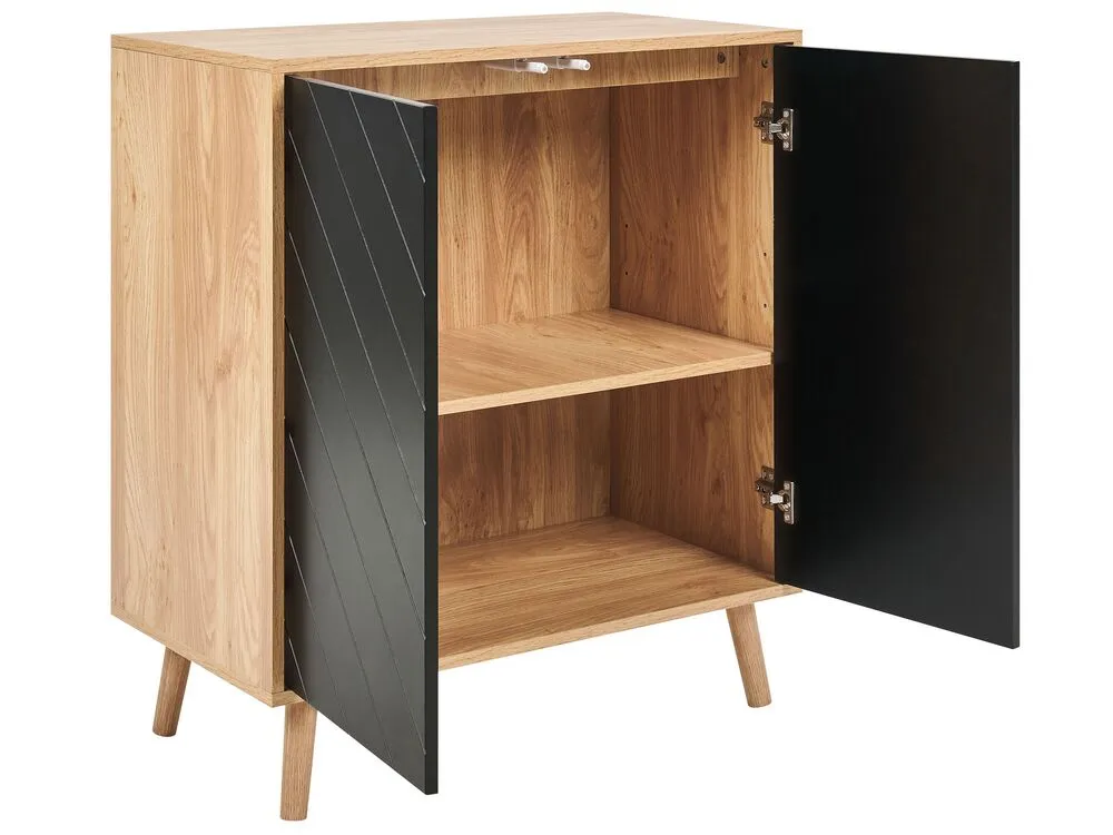 2 Door Sideboard Light Wood and Black BRISTOW