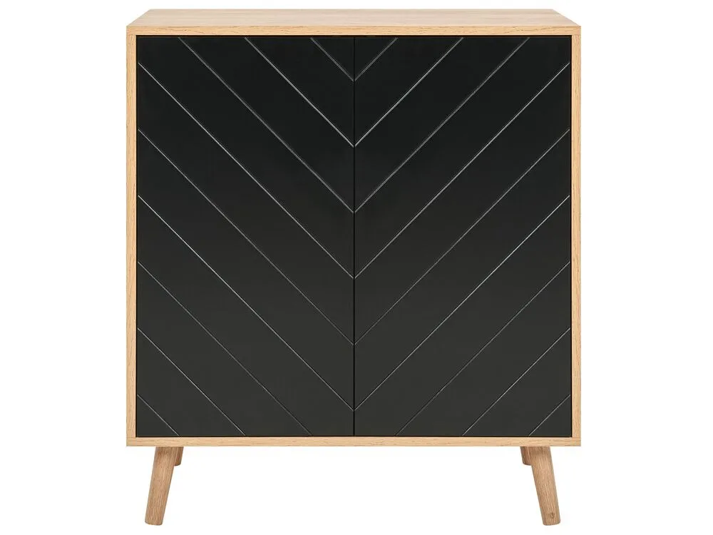 2 Door Sideboard Light Wood and Black BRISTOW