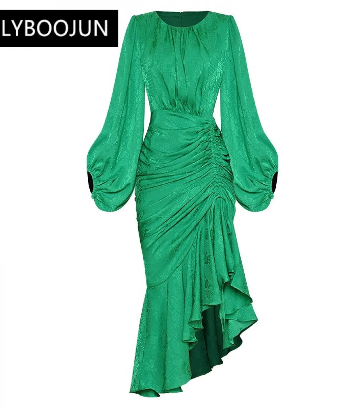 Abiti da donna 2023 Runway Designer di lusso Alta qualità Elegante estate O Collo Lanterna Manica lunga Natica avvolgente Dr