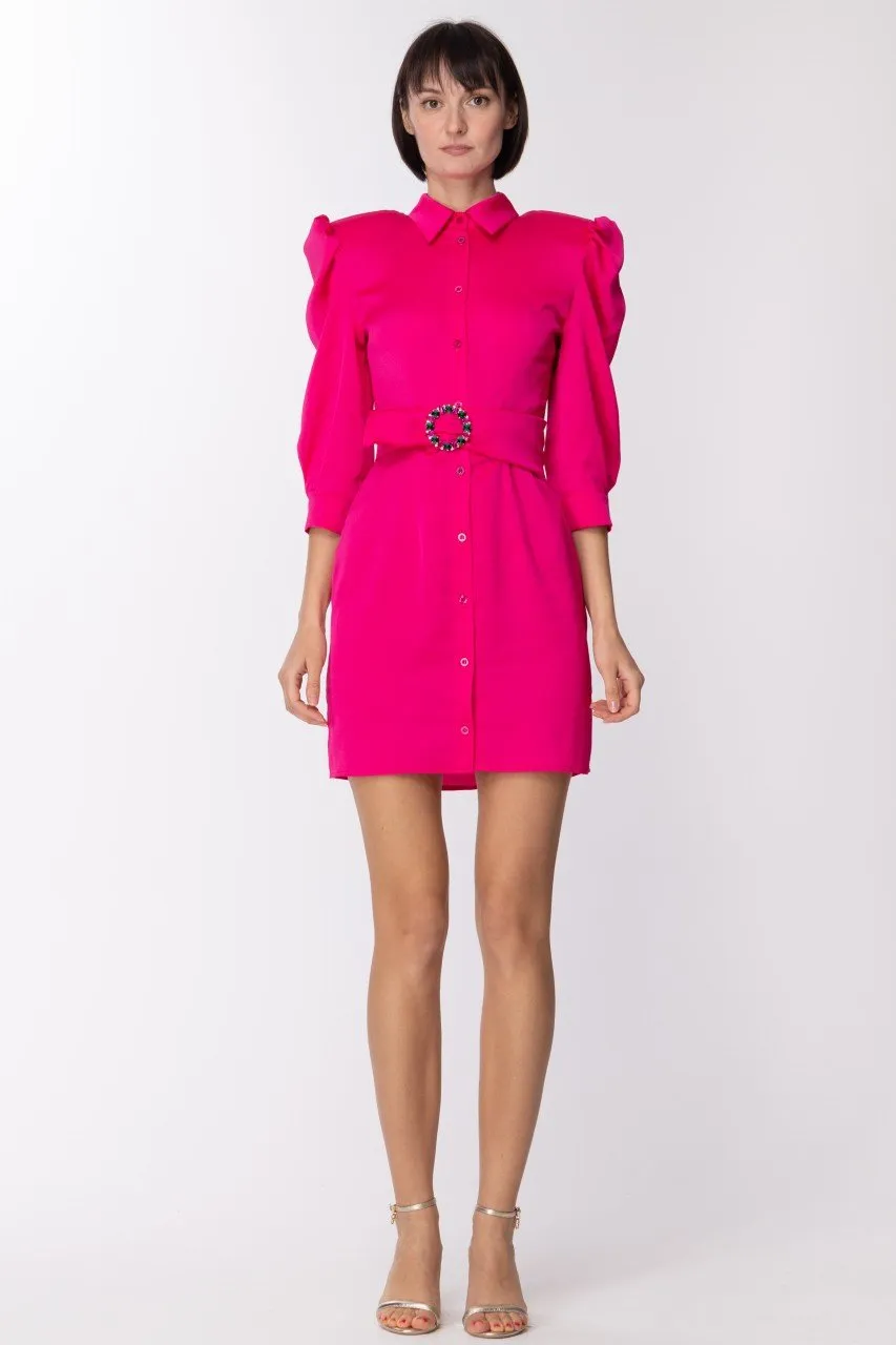 Abito chemisier con cintura Fucsia