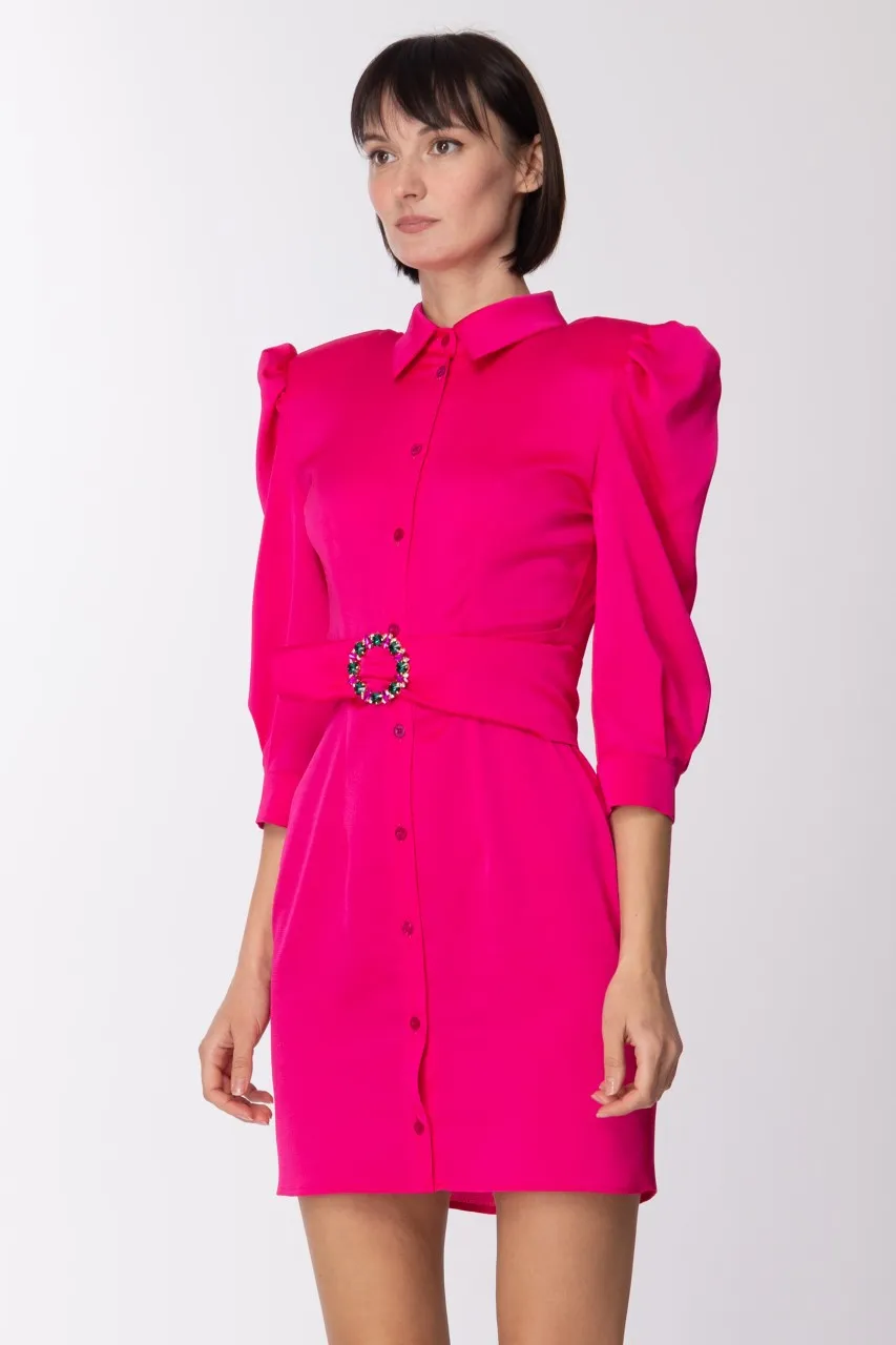 Abito chemisier con cintura Fucsia