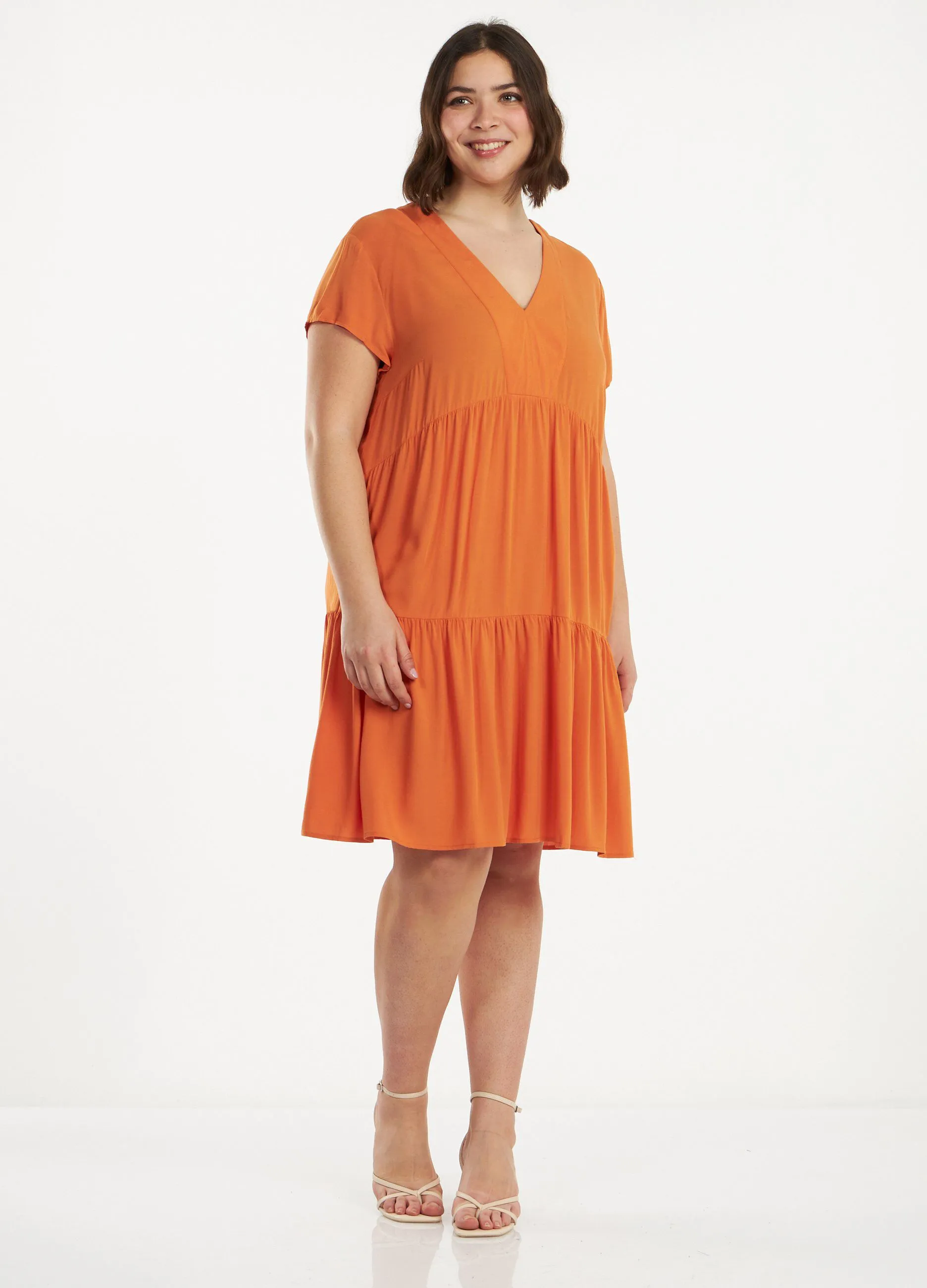 Abito in pura viscosa a balze donna curvy