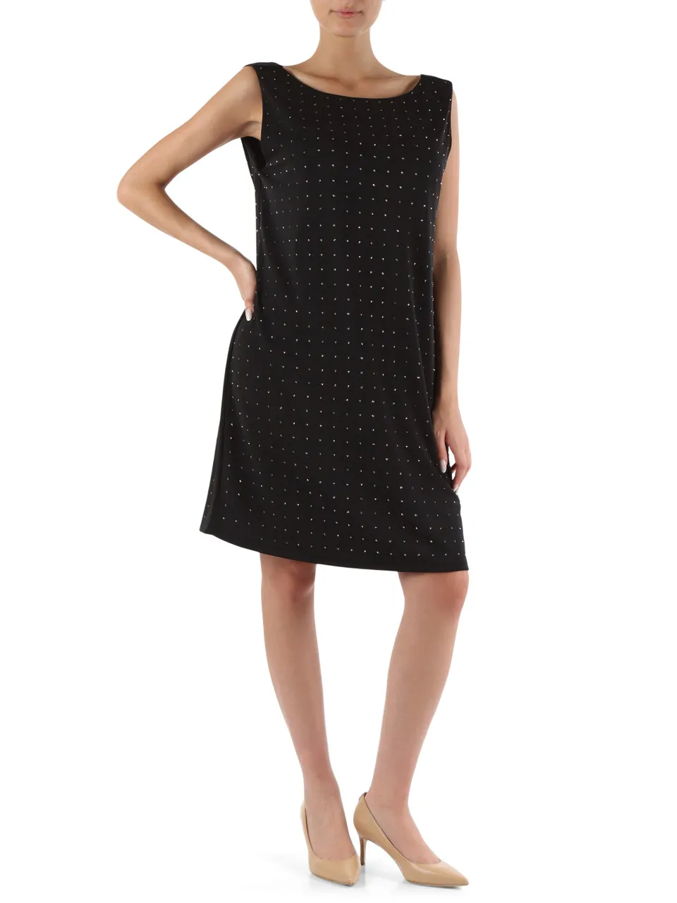 Abito in tessuto stretch con strass