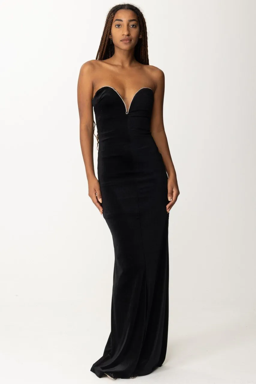 Abito in velluto con strass Nero