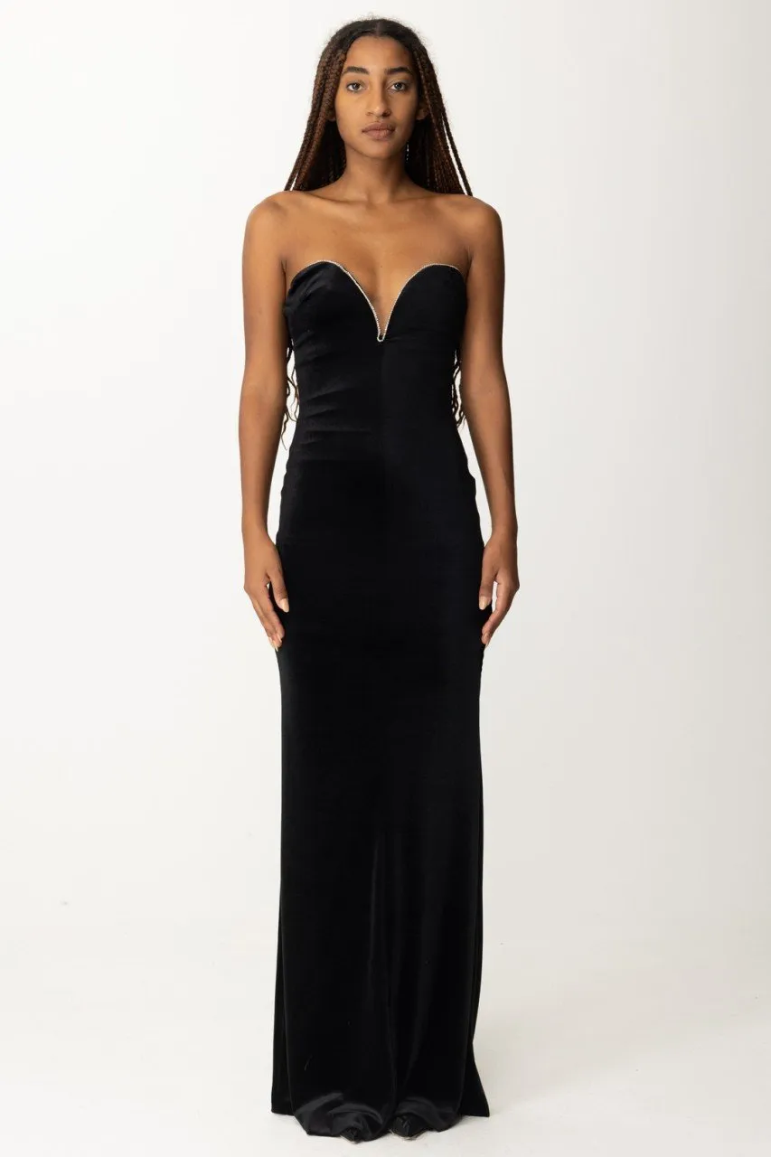 Abito in velluto con strass Nero