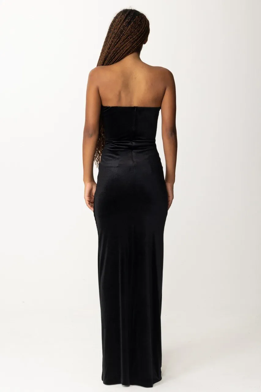 Abito in velluto con strass Nero