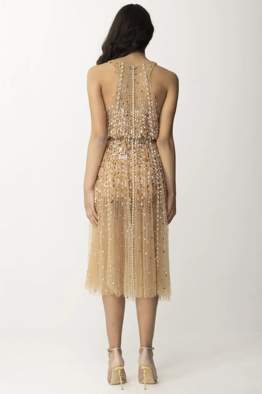 Abito midi in tulle ricamato Nudo
