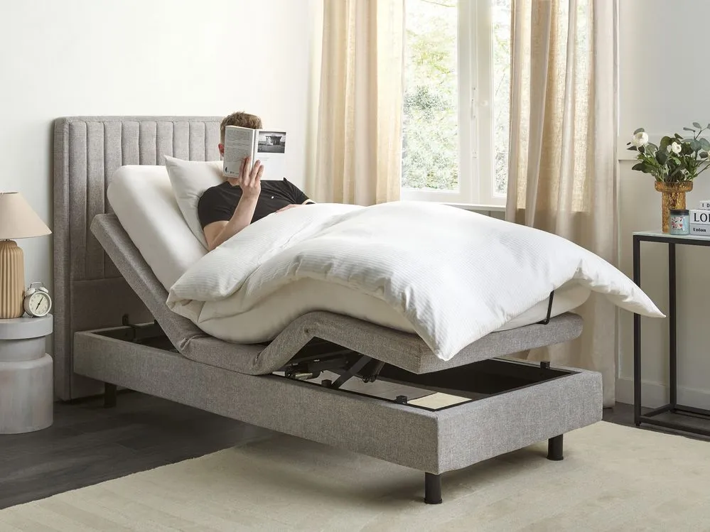 Adjustable Bed Fabric DUKE II 90 x 200 cm (EU Single) Light Grey