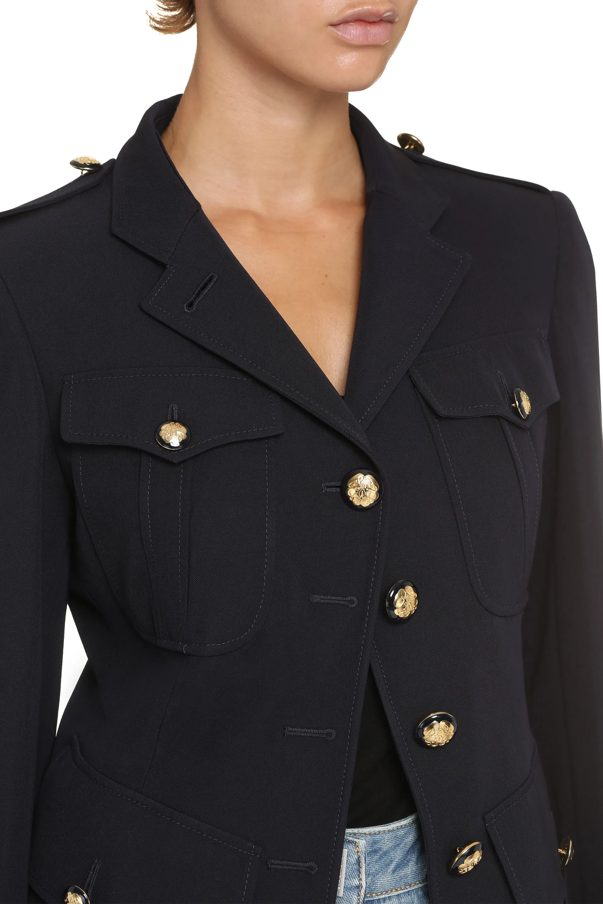 Alexander McQueen Giacca in lana e cotone
