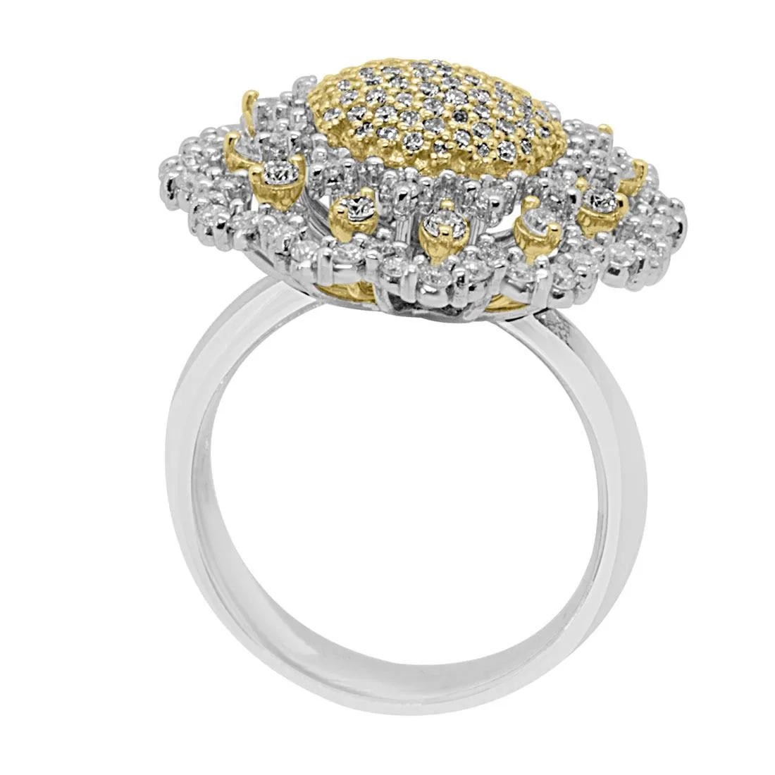 Anello in oro bianco e giallo con diamanti 1,78 ct mis 16