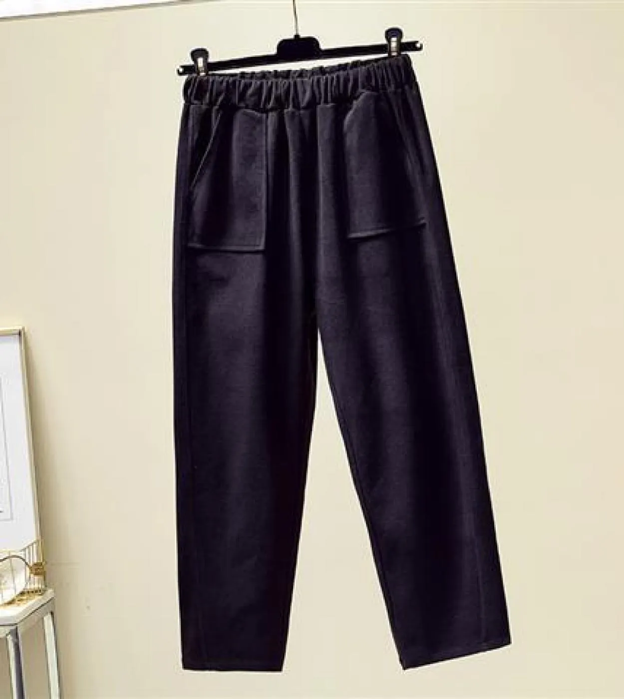 Autunno nuove donne di moda elastico in vita pantaloni larghi alla caviglia tutti abbinati pantaloni Harem solidi in lana casual