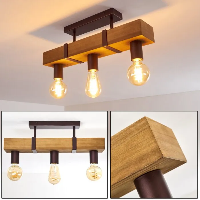 Balakovo Plafoniera Legno chiaro, Ruggine, 3-Luci