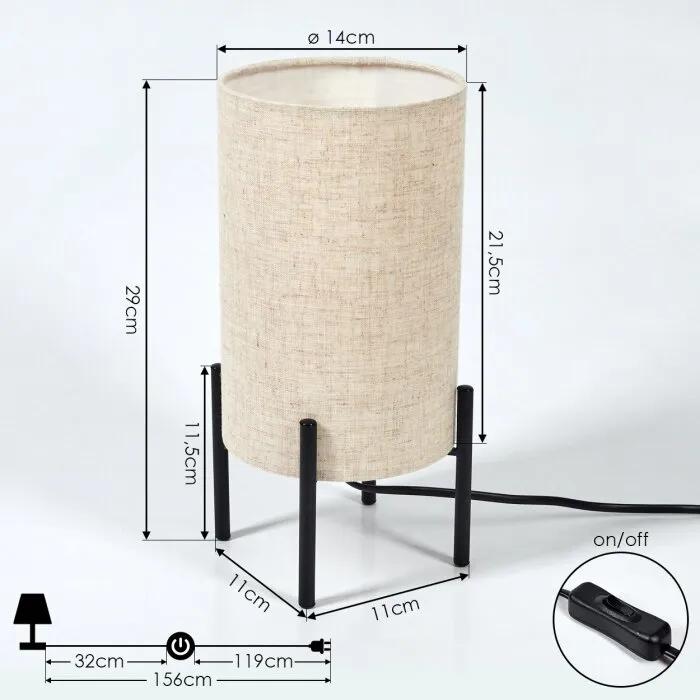 Baranque Lampada da tavolo Nero, 1-Luce