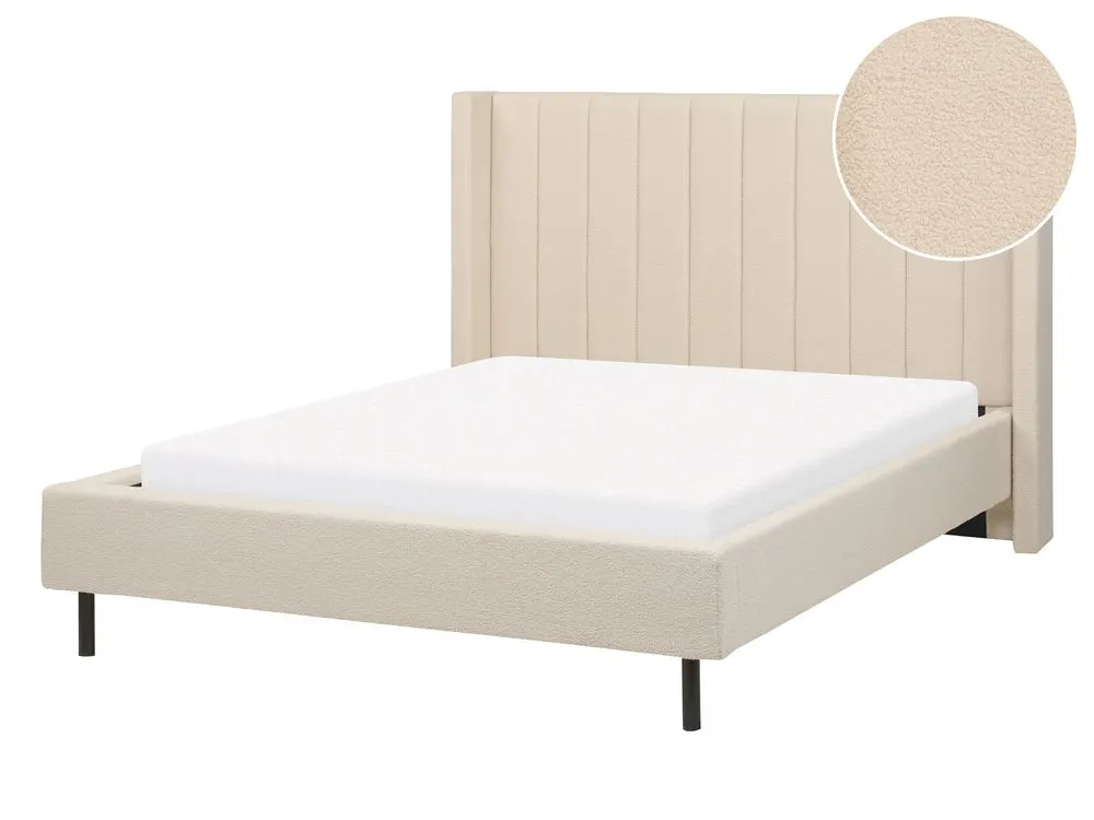 Bed Boucle VILLETTE 140 x 200 cm (EU Double) Beige