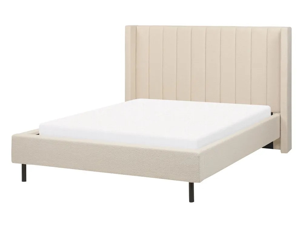 Bed Boucle VILLETTE 140 x 200 cm (EU Double) Beige