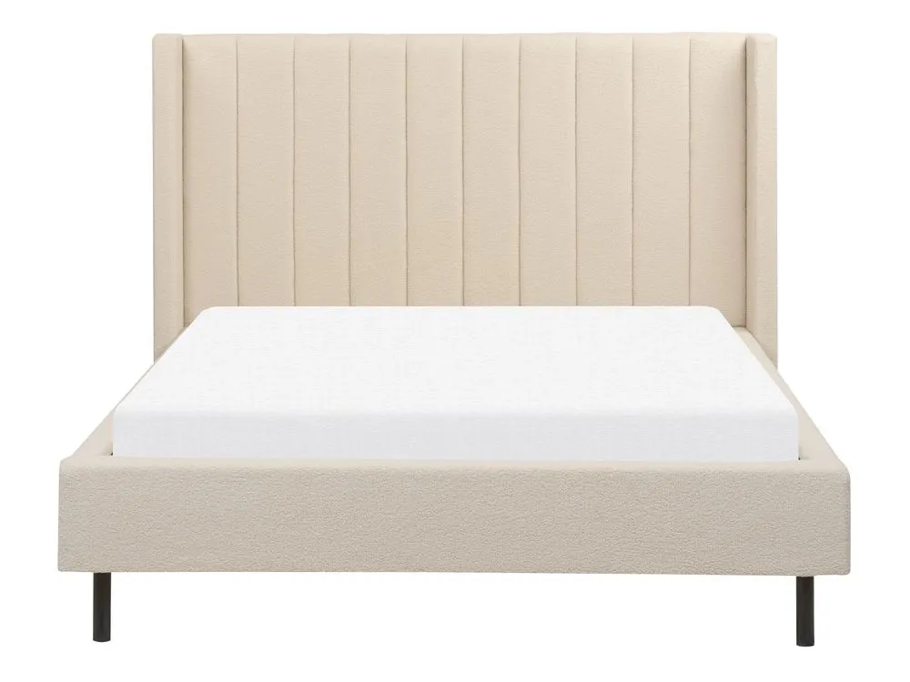 Bed Boucle VILLETTE 140 x 200 cm (EU Double) Beige