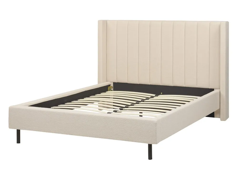 Bed Boucle VILLETTE 140 x 200 cm (EU Double) Beige