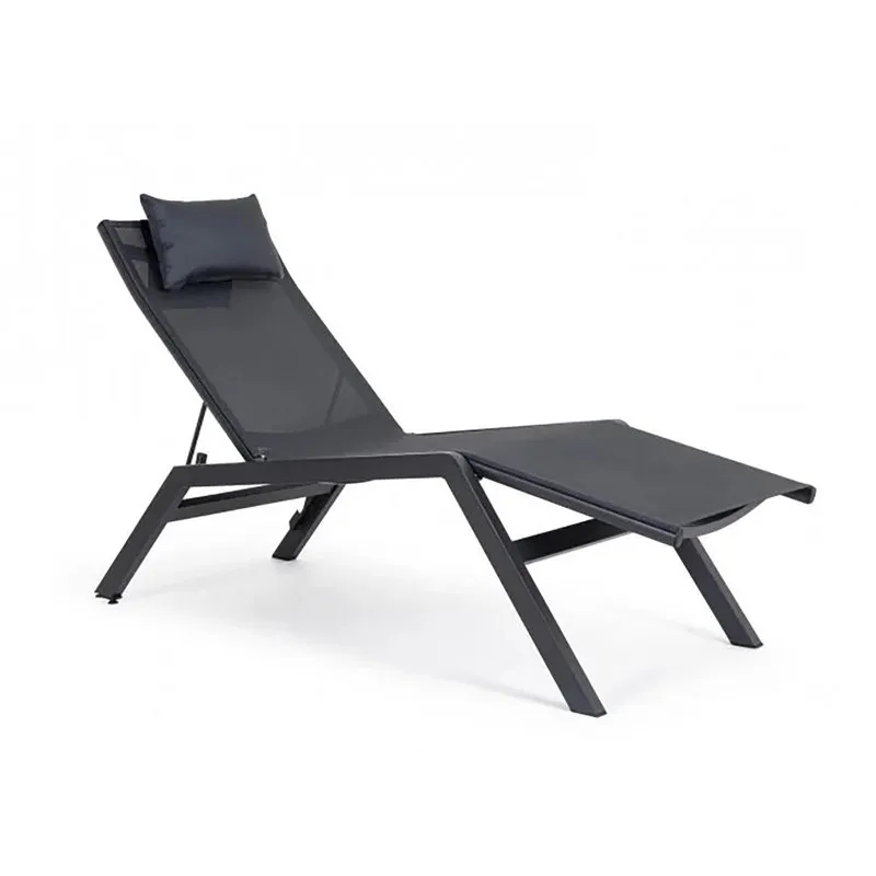 Bizzotto outdoor Chaise longue con poggiatesta Krion antracite jx55