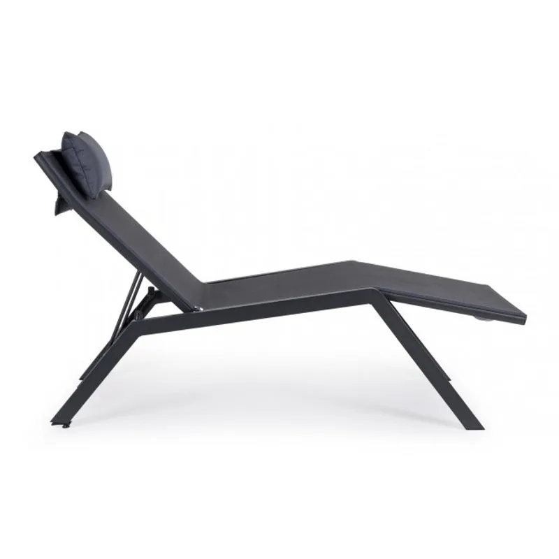 Bizzotto outdoor Chaise longue con poggiatesta Krion antracite jx55