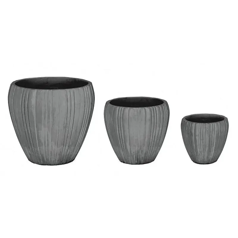 Bizzotto outdoor Set 3 porta vaso Halong tondo grigio