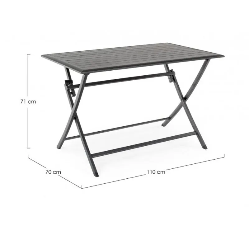 Bizzotto outdoor Tavolo pieghevole elin 110x70 antracite lh32