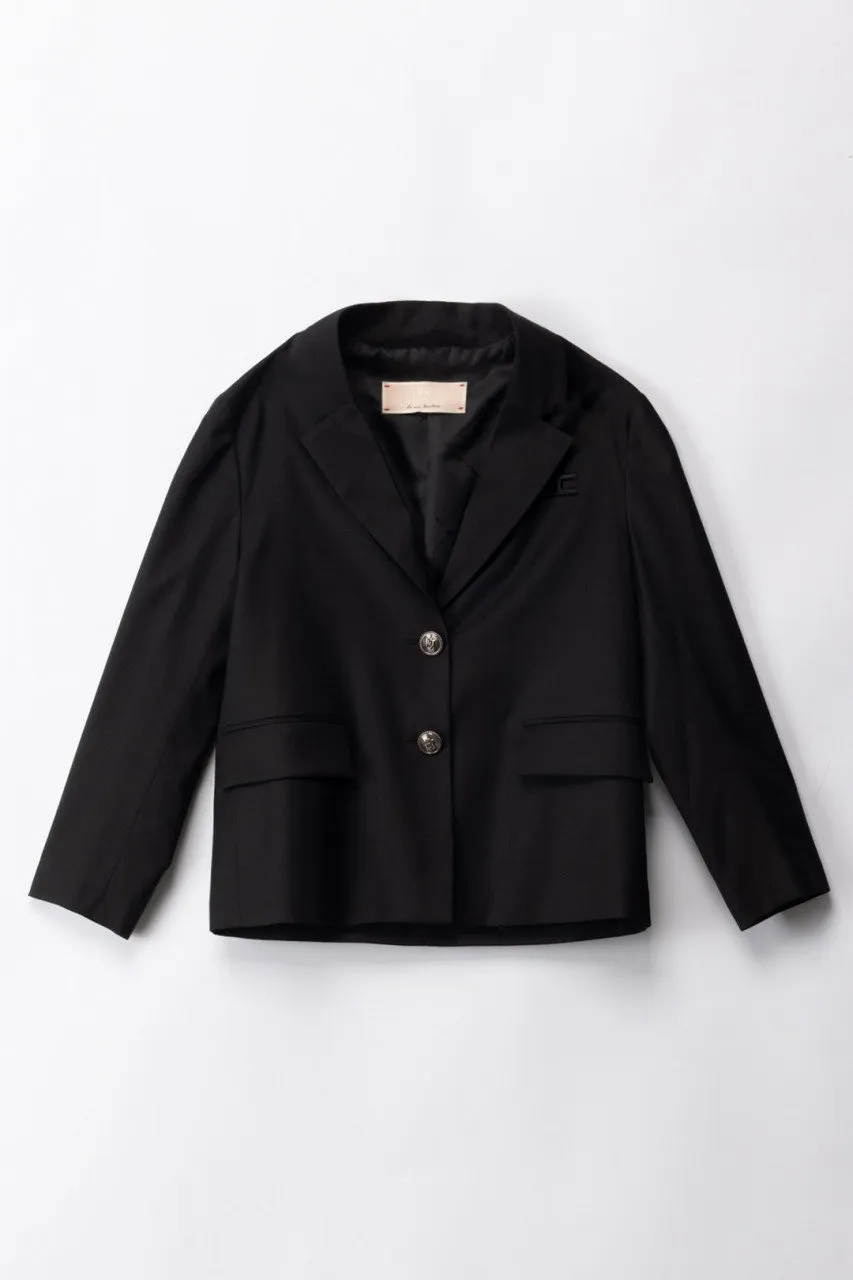 Blazer in fresco lana con bottoni logati Black
