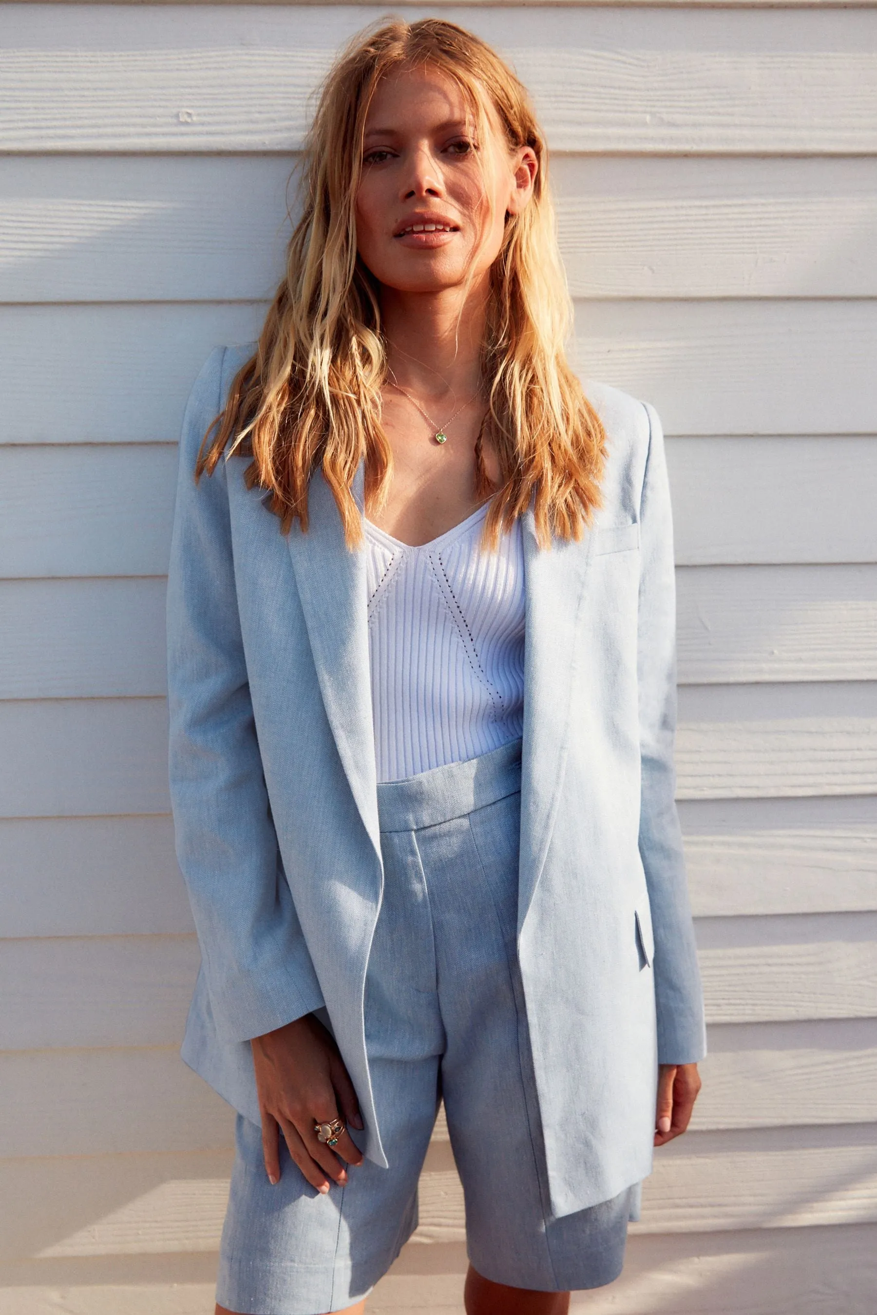 Blazer in lino testurizzato
