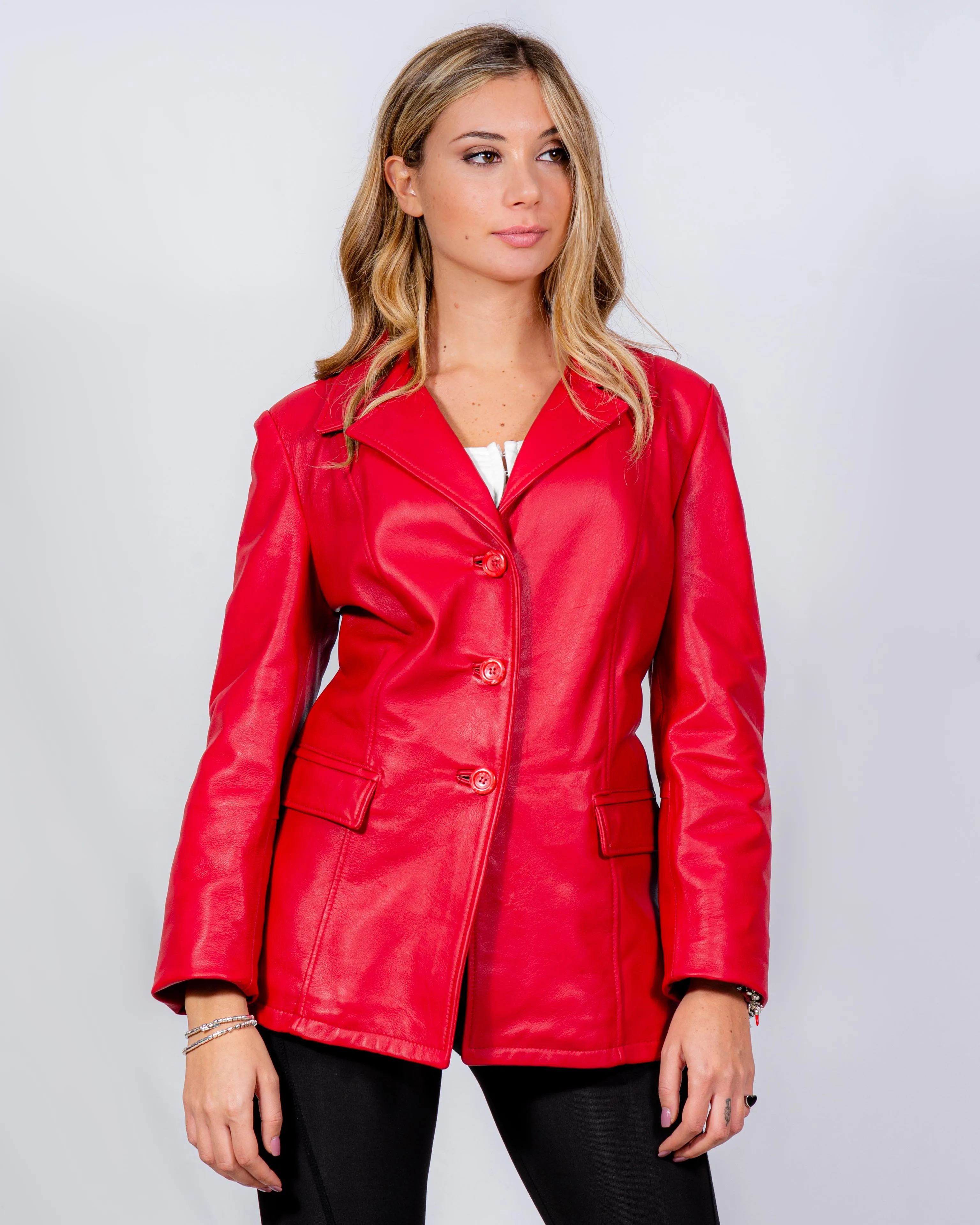 BLAZER IN PELLE DONNA ROSSO
