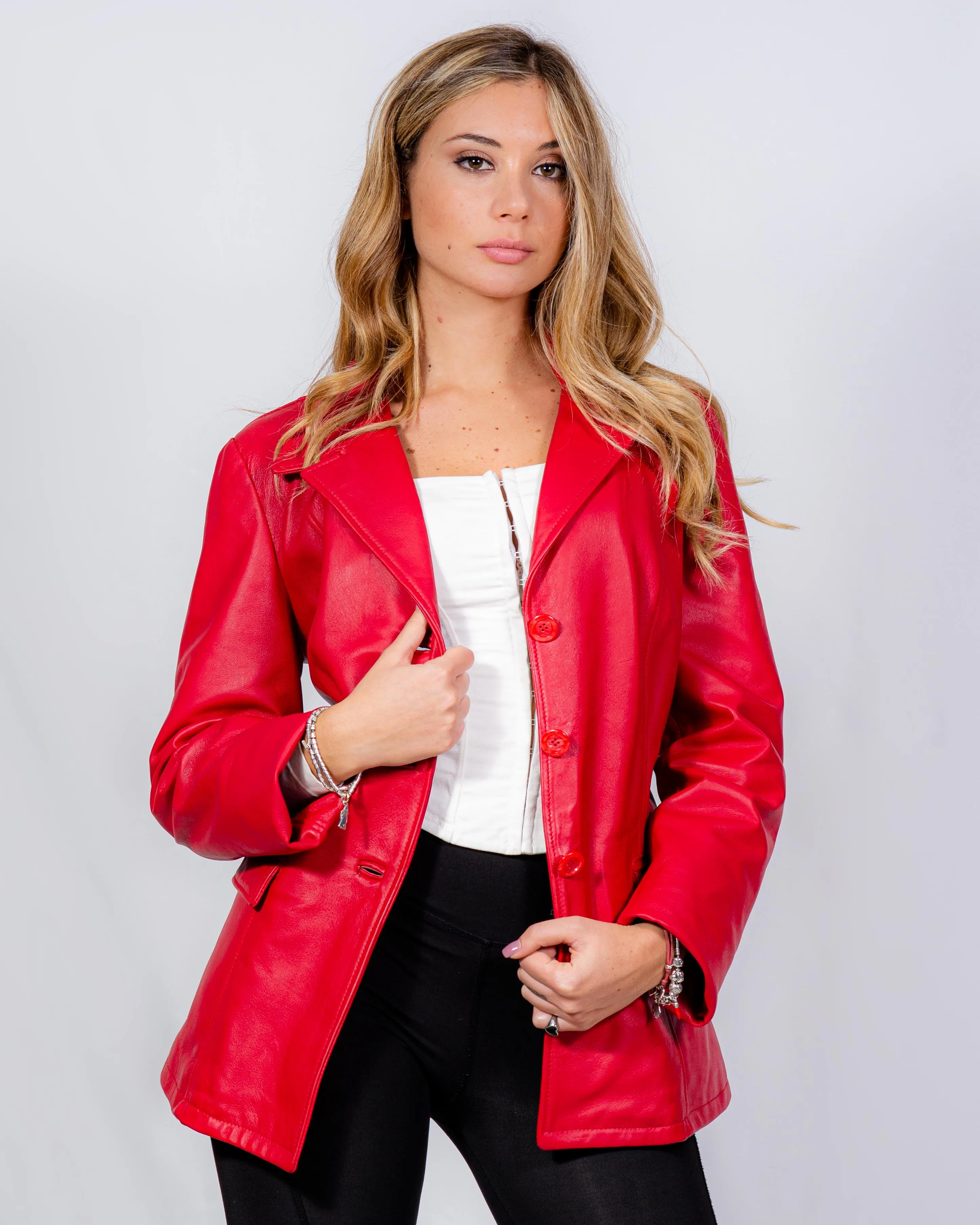 BLAZER IN PELLE DONNA ROSSO