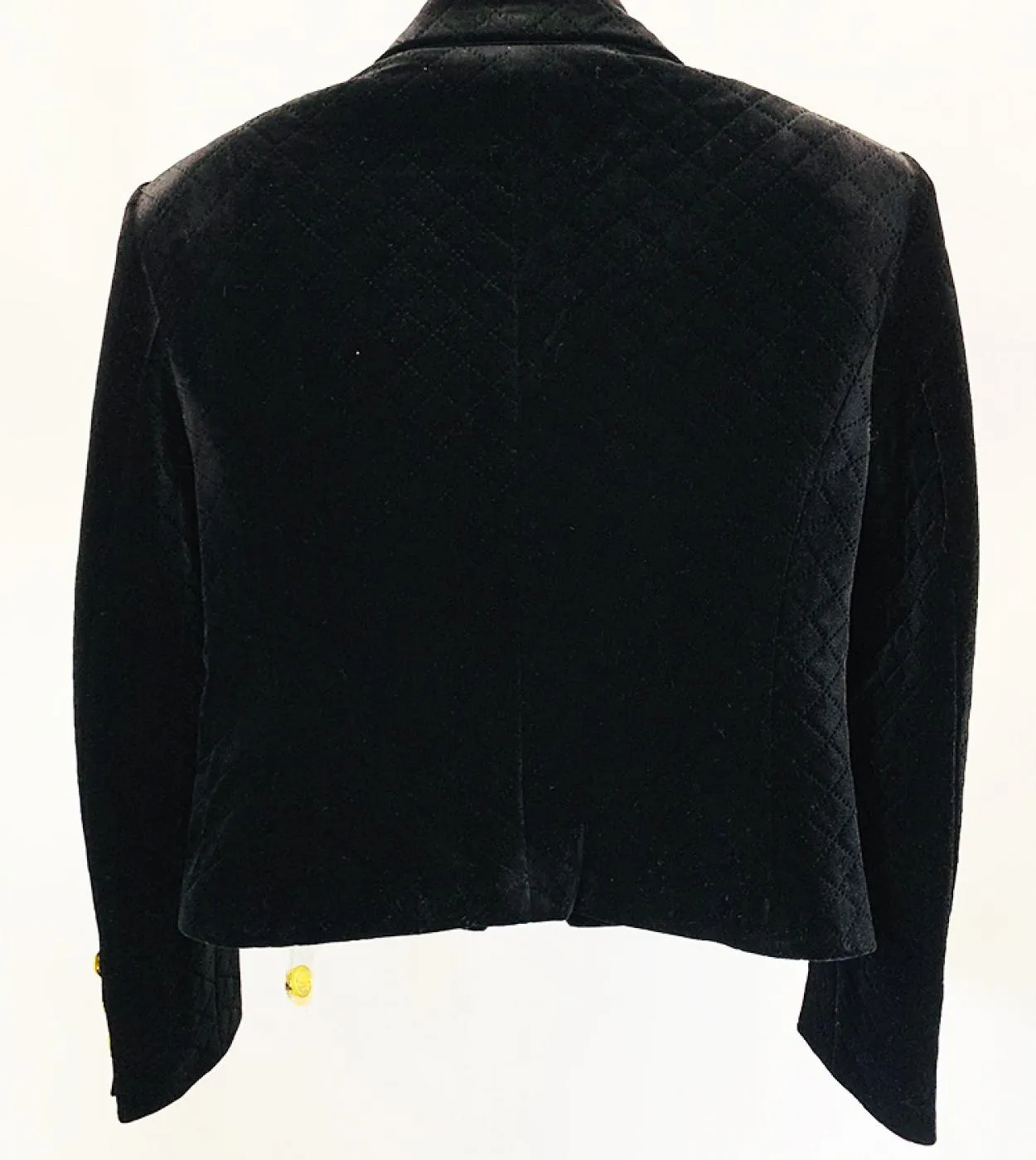 Blazer in velluto Corto Spilla nera Decorazione Bottone leone dorato Doppio petto Giacche in velluto a rombo Blazer da lavoro Wo