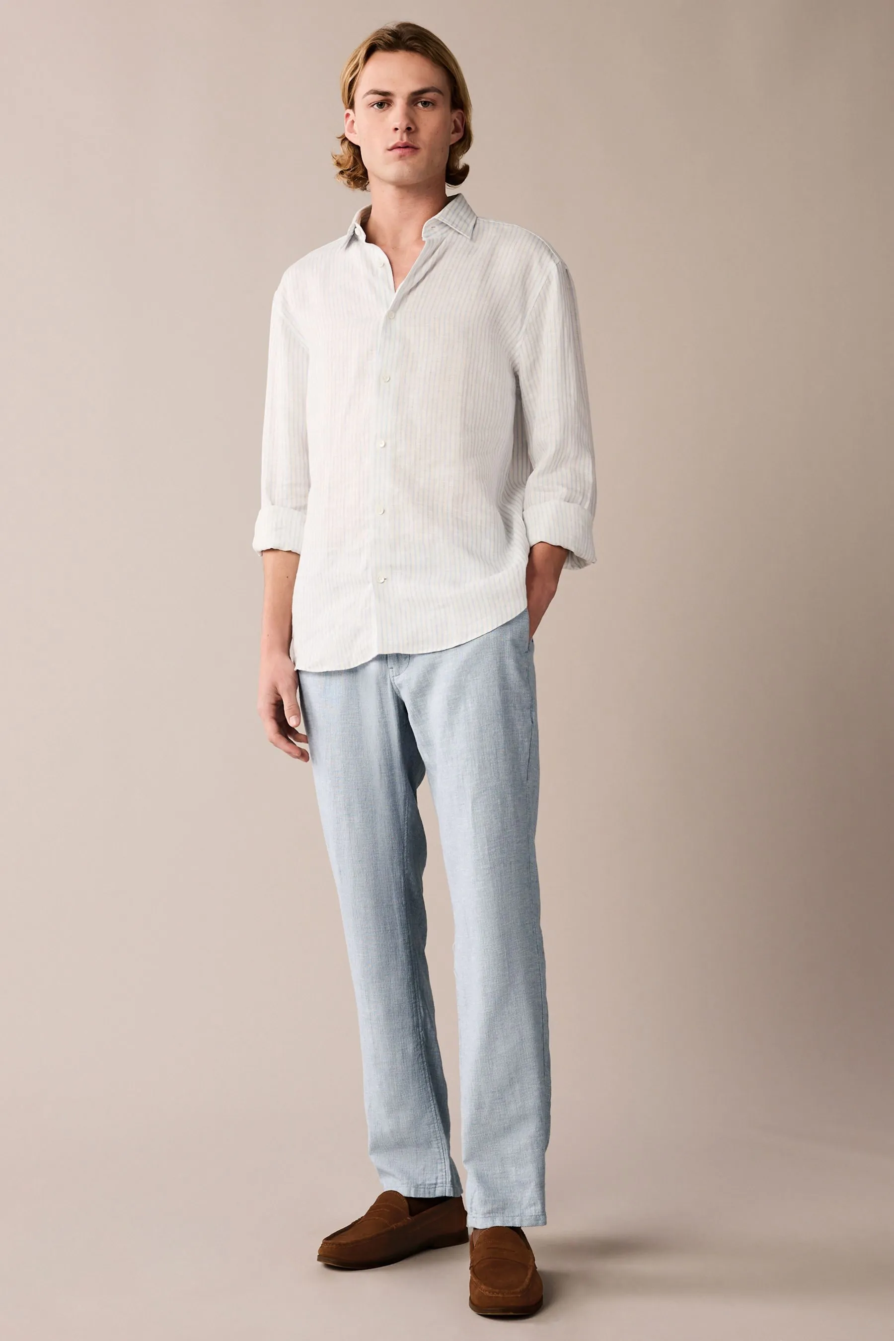 Blend Pantaloni in lino testurizzato