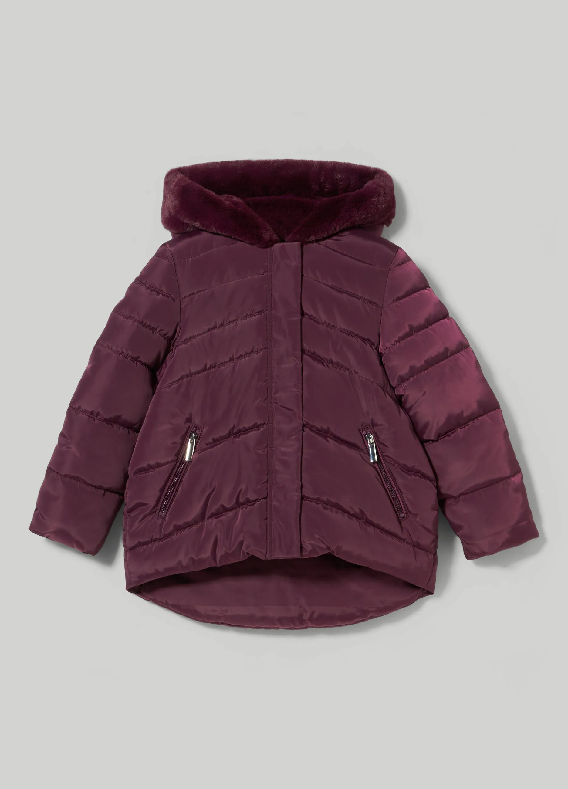 BLUKIDS  Giubbino imbottito con cappuccio e finta pelliccia bambina