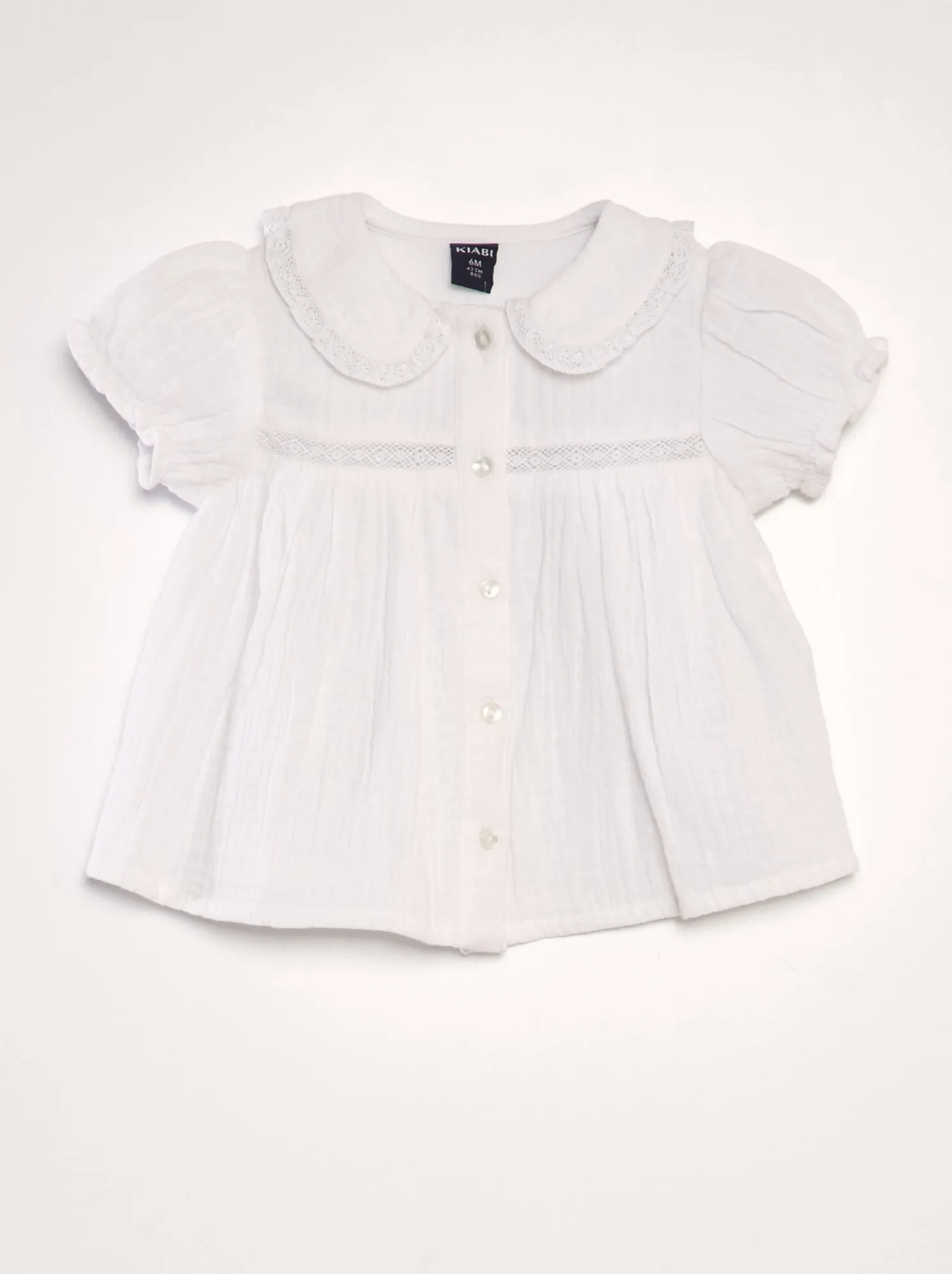 Blusa in doppia garza di cotone - bianco