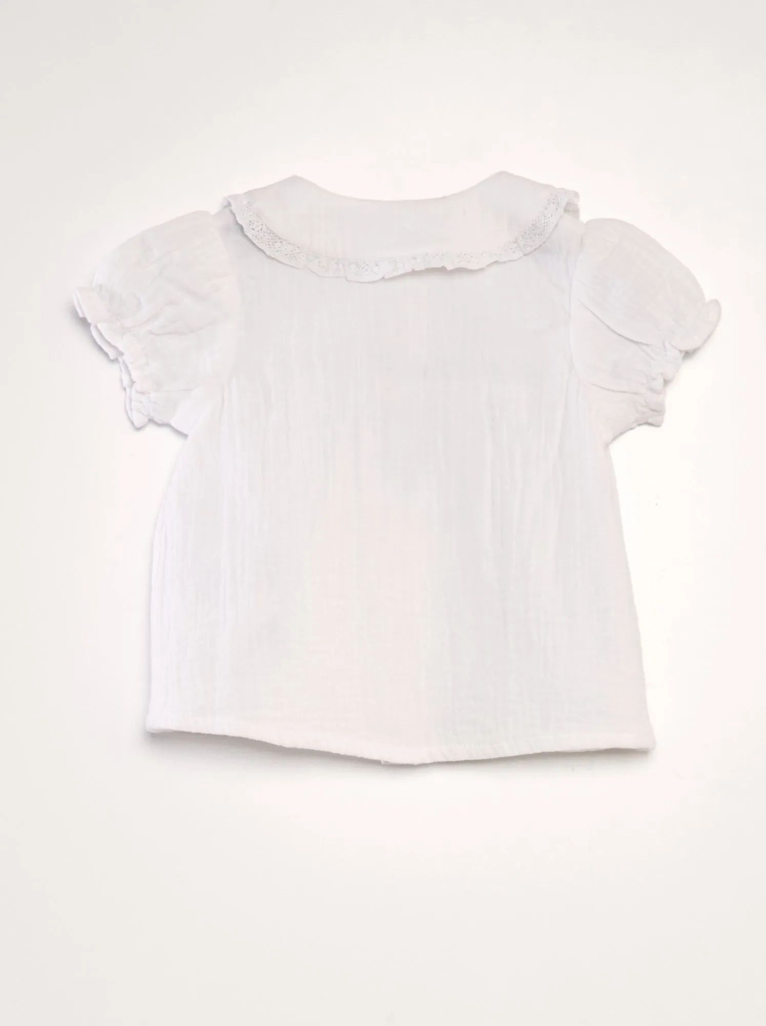 Blusa in doppia garza di cotone - bianco