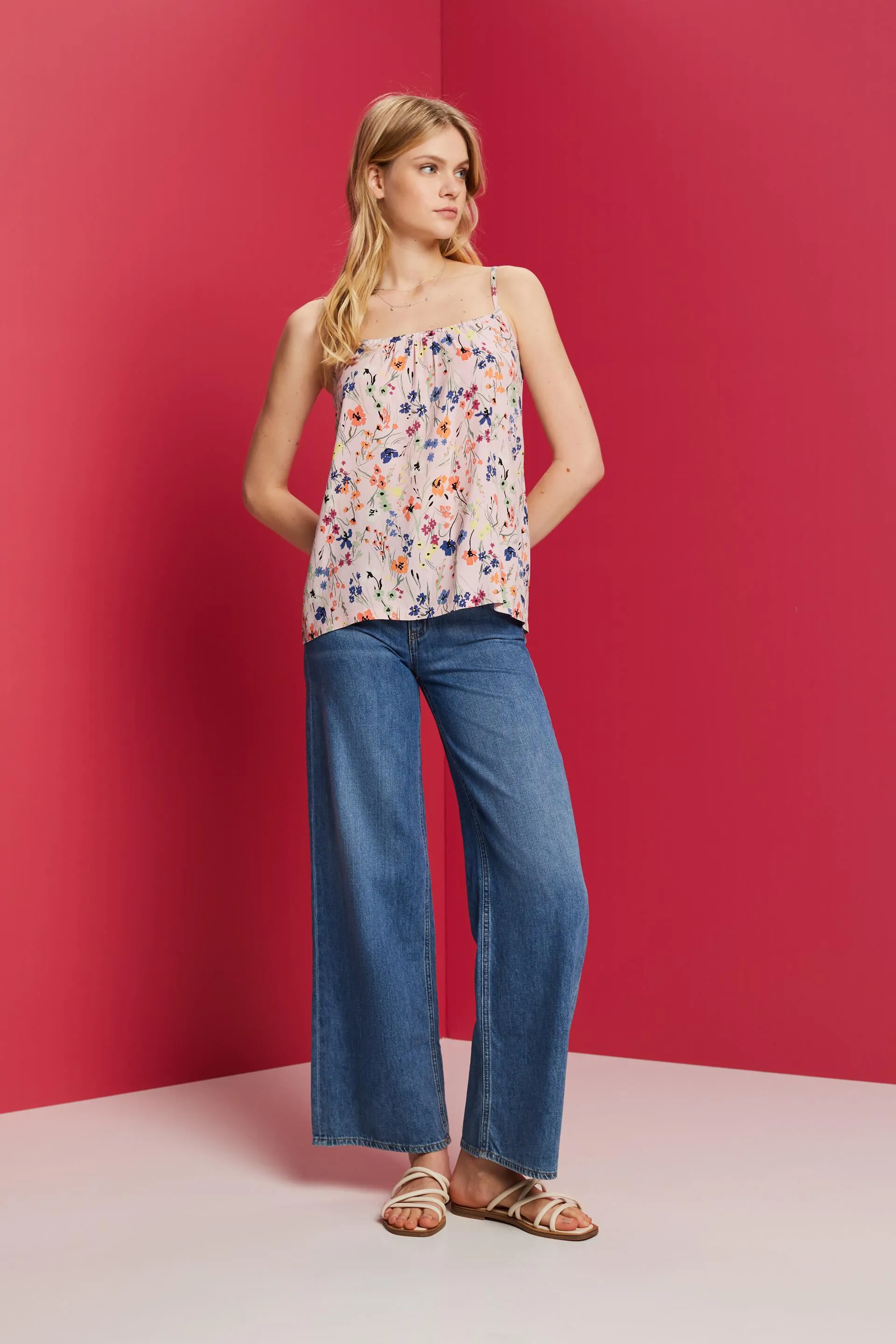 Blusa senza maniche a fantasia