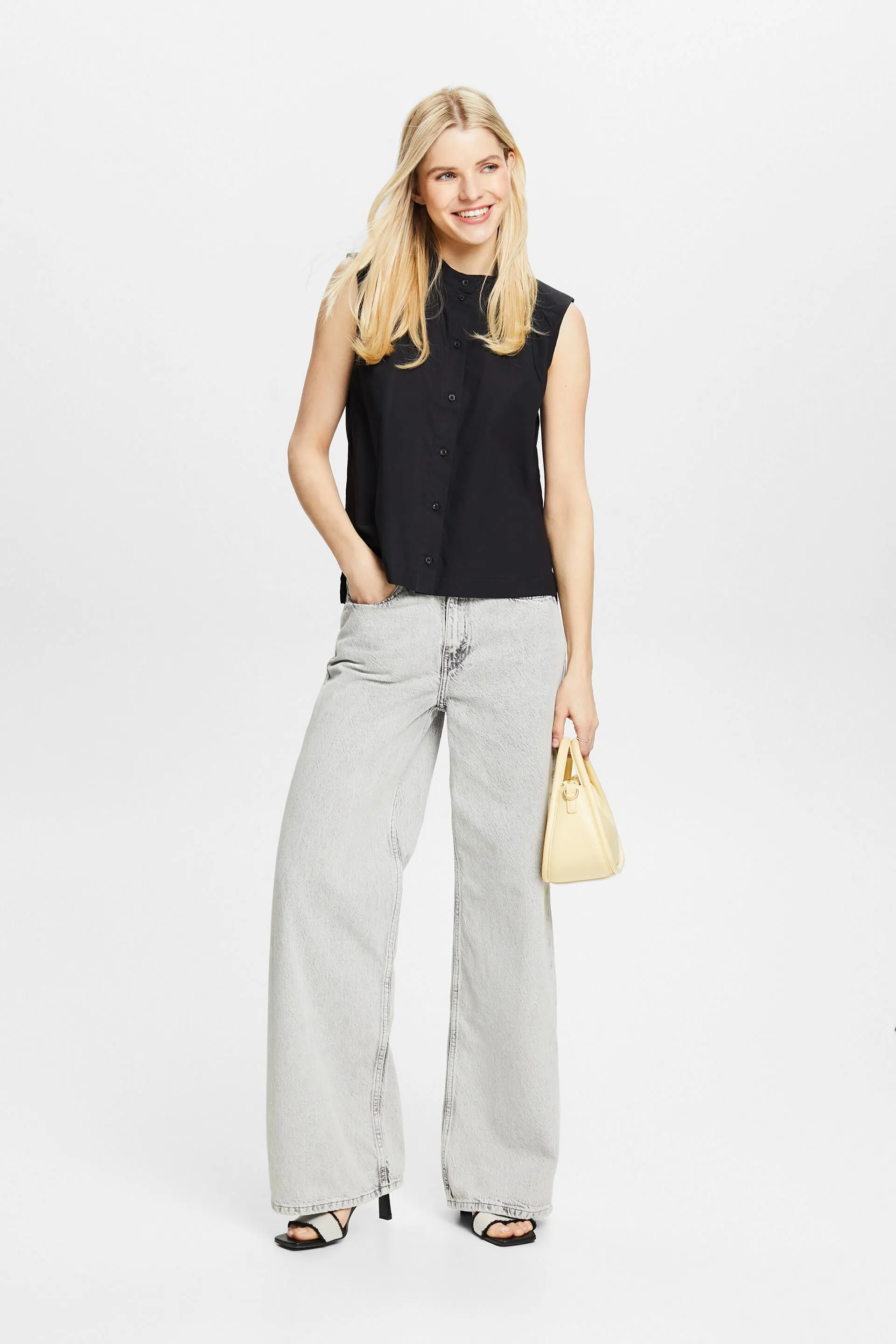 Blusa senza maniche in popeline