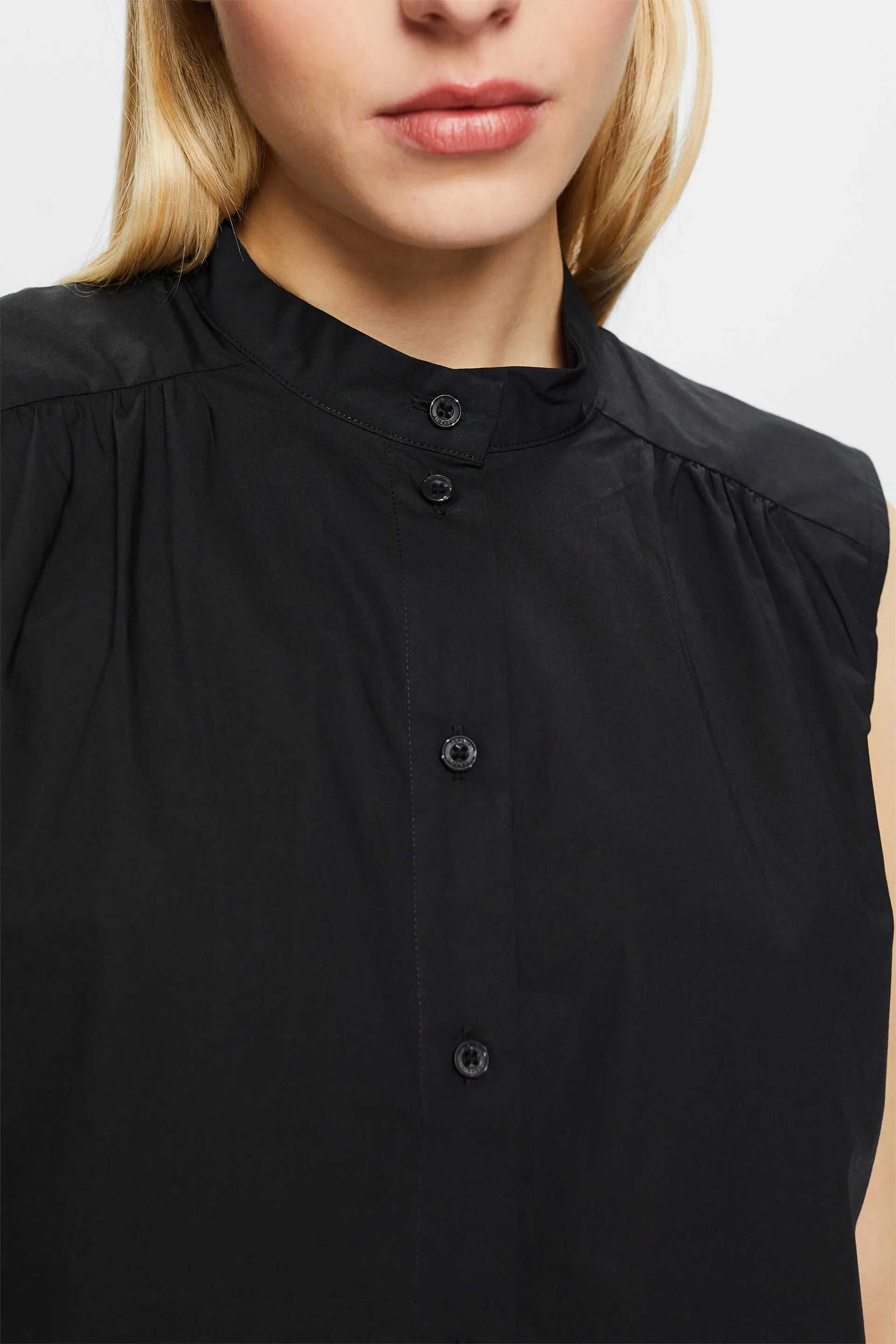 Blusa senza maniche in popeline