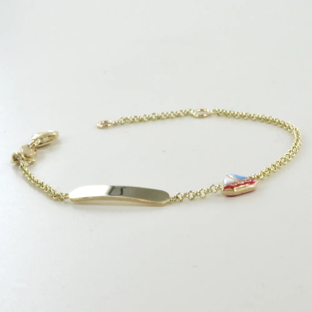 Bracciale da bambino in oro giallo con targhetta - BARCA
