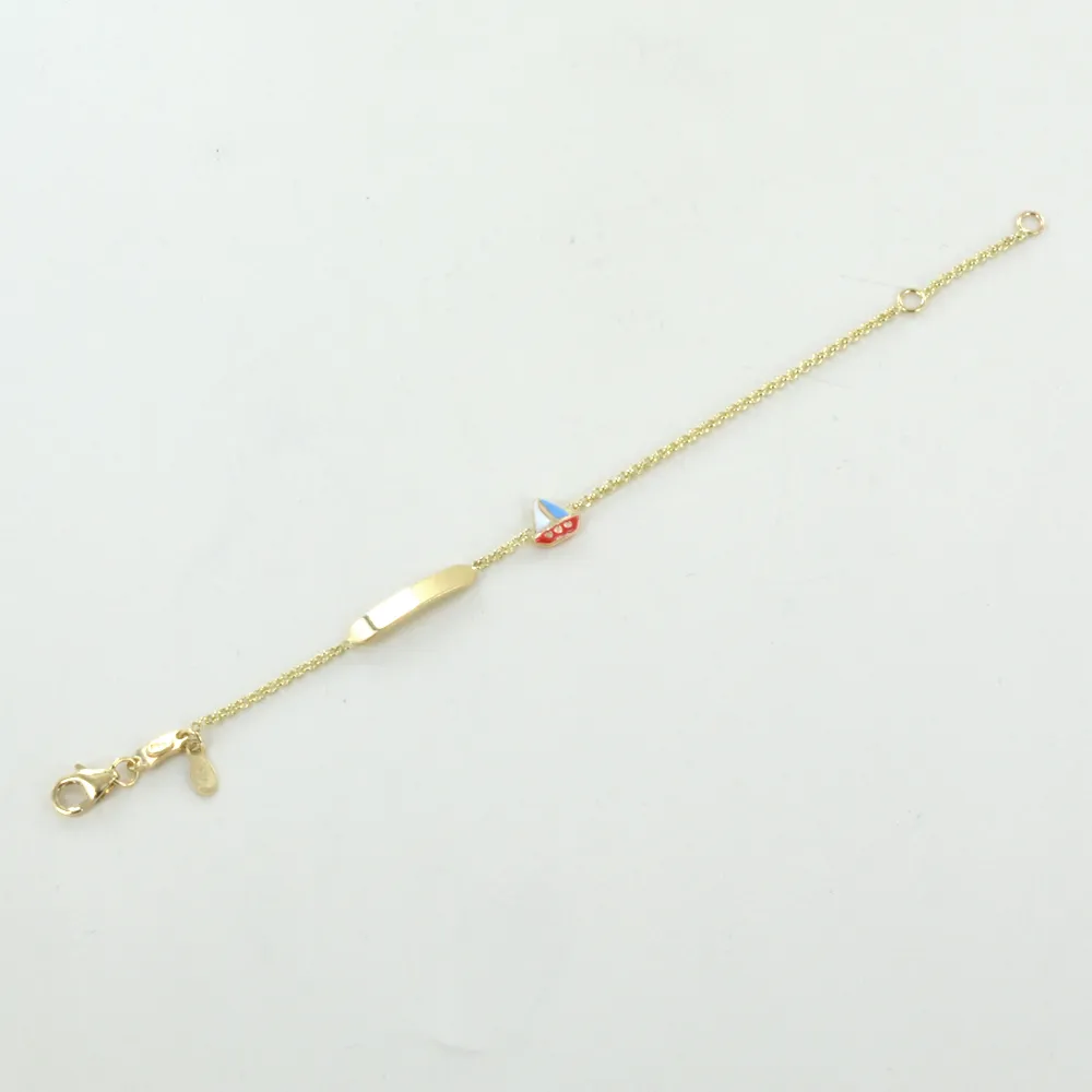 Bracciale da bambino in oro giallo con targhetta - BARCA