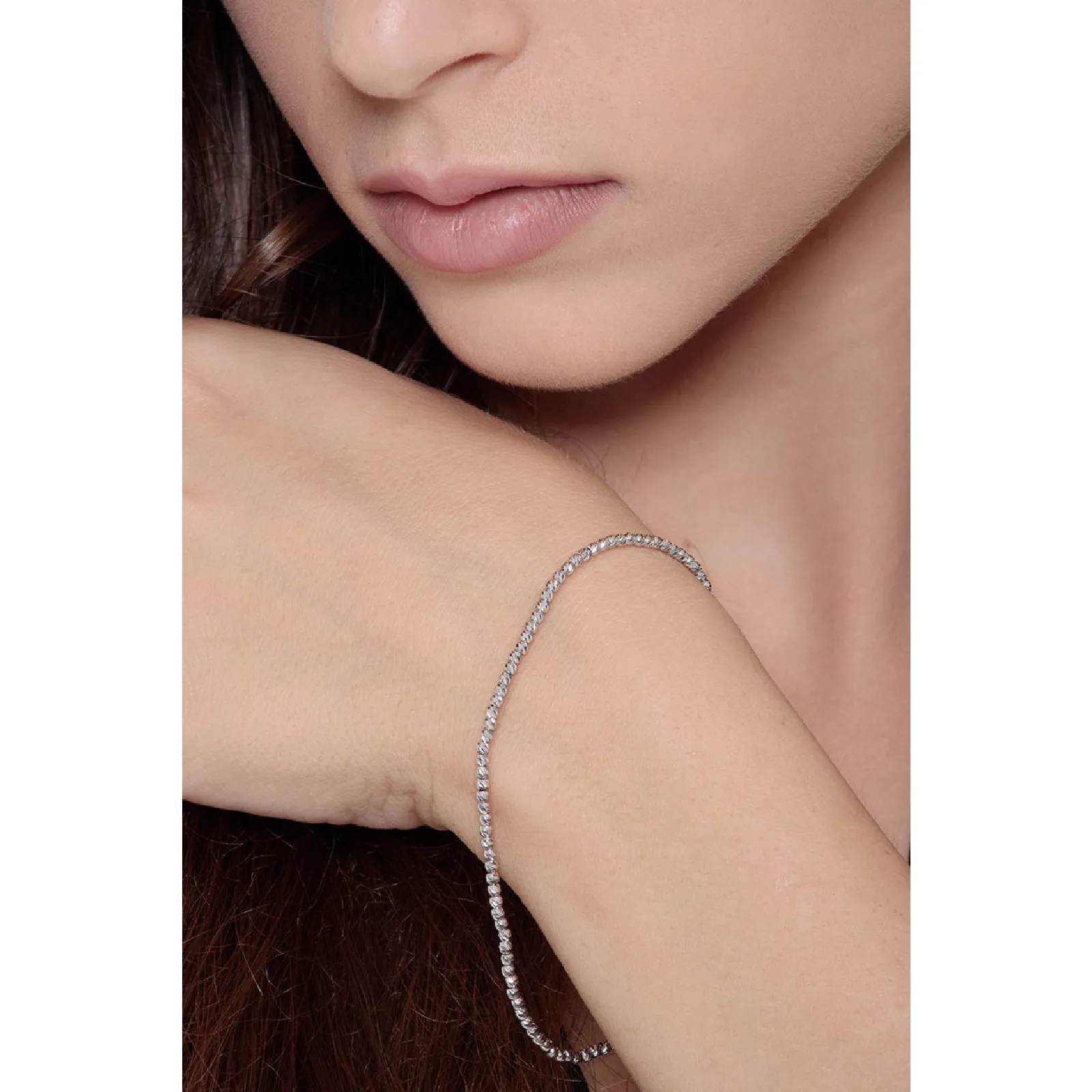 Bracciale Fantasia in Oro Bianco Diamantato 18k.