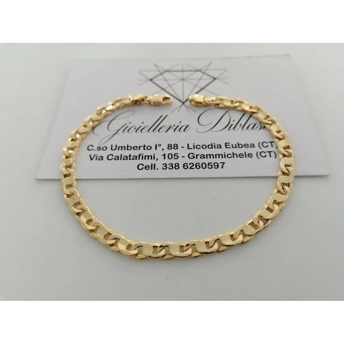 BRACCIALE Uomo Donna Unisex ORO GIALLO 18 Karati 750%/1000 Maglia CATENA Italia