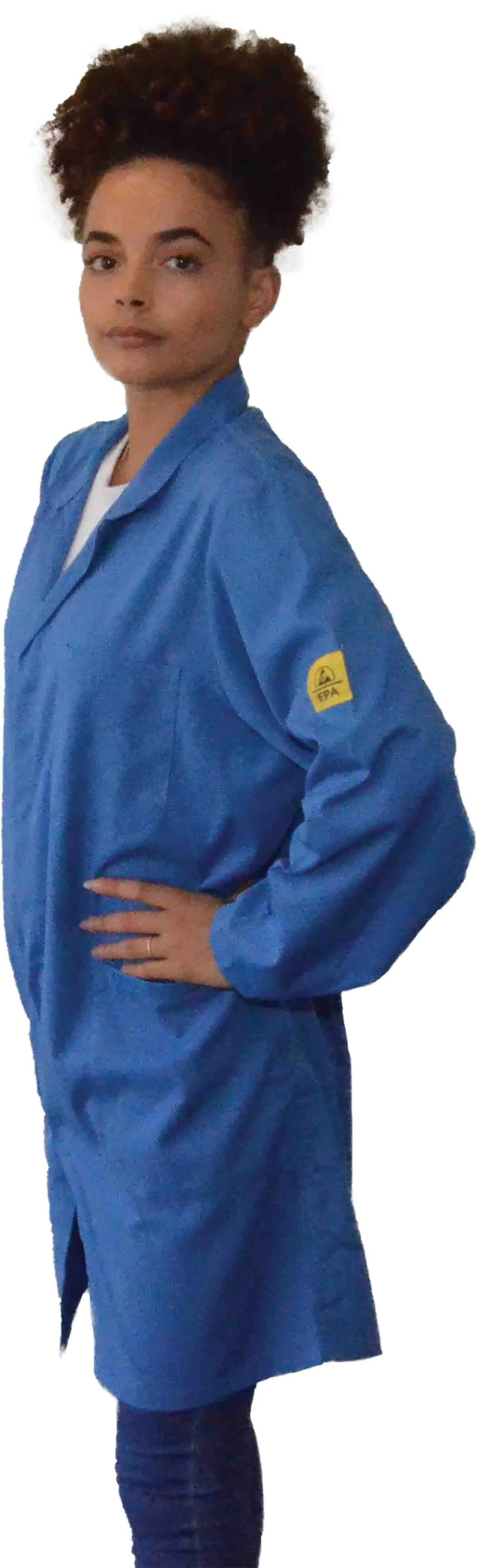 Camice da laboratorio Riutilizzabile EUROSTAT Unisex, tg. S, in Cotone, poliestere, Blu