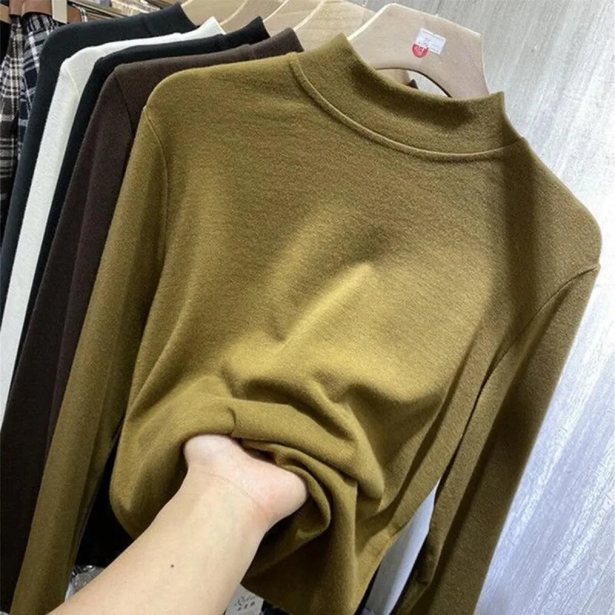 Camicia a maniche lunghe in velluto Maglietta a maniche lunghe da donna Top in velluto Plus manica lunga