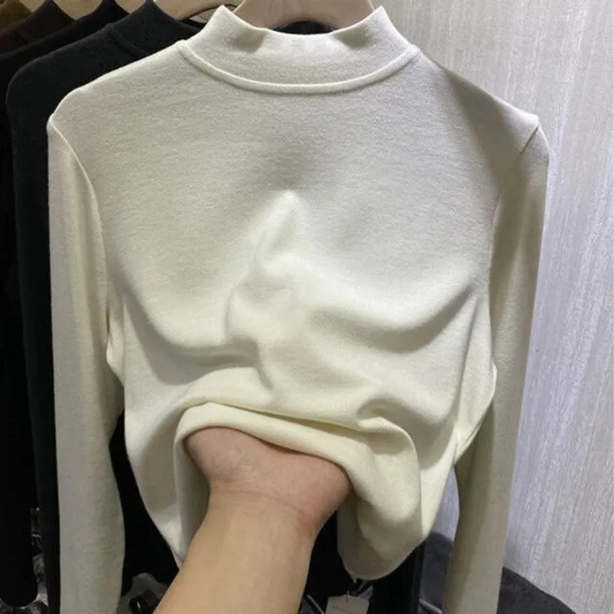 Camicia a maniche lunghe in velluto Maglietta a maniche lunghe da donna Top in velluto Plus manica lunga