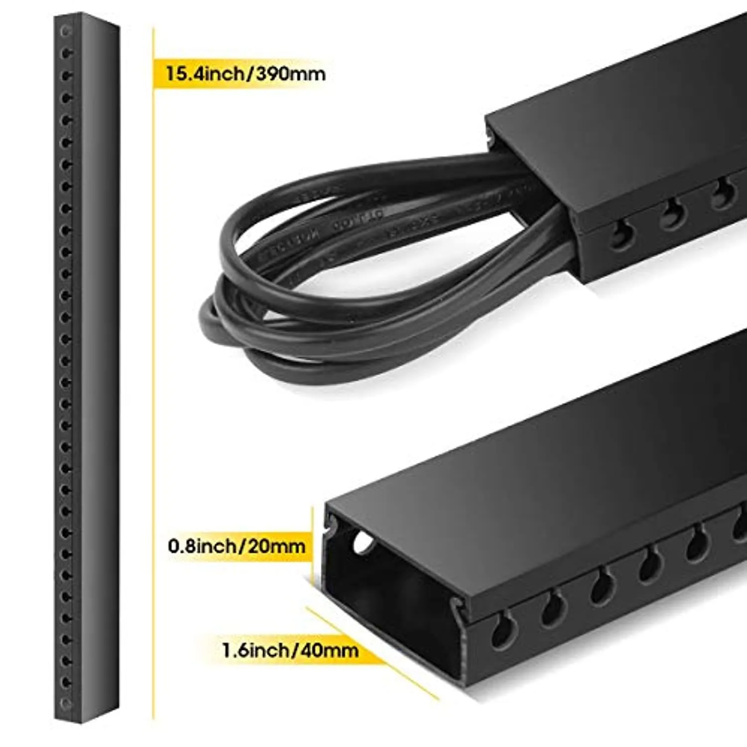 Canalina Coprifili, Stageek Canalina Cavi, Canali Portacavo, Canalina Passacavi, Cable Management Scrivania, Dimensioni: 9x39 CM
