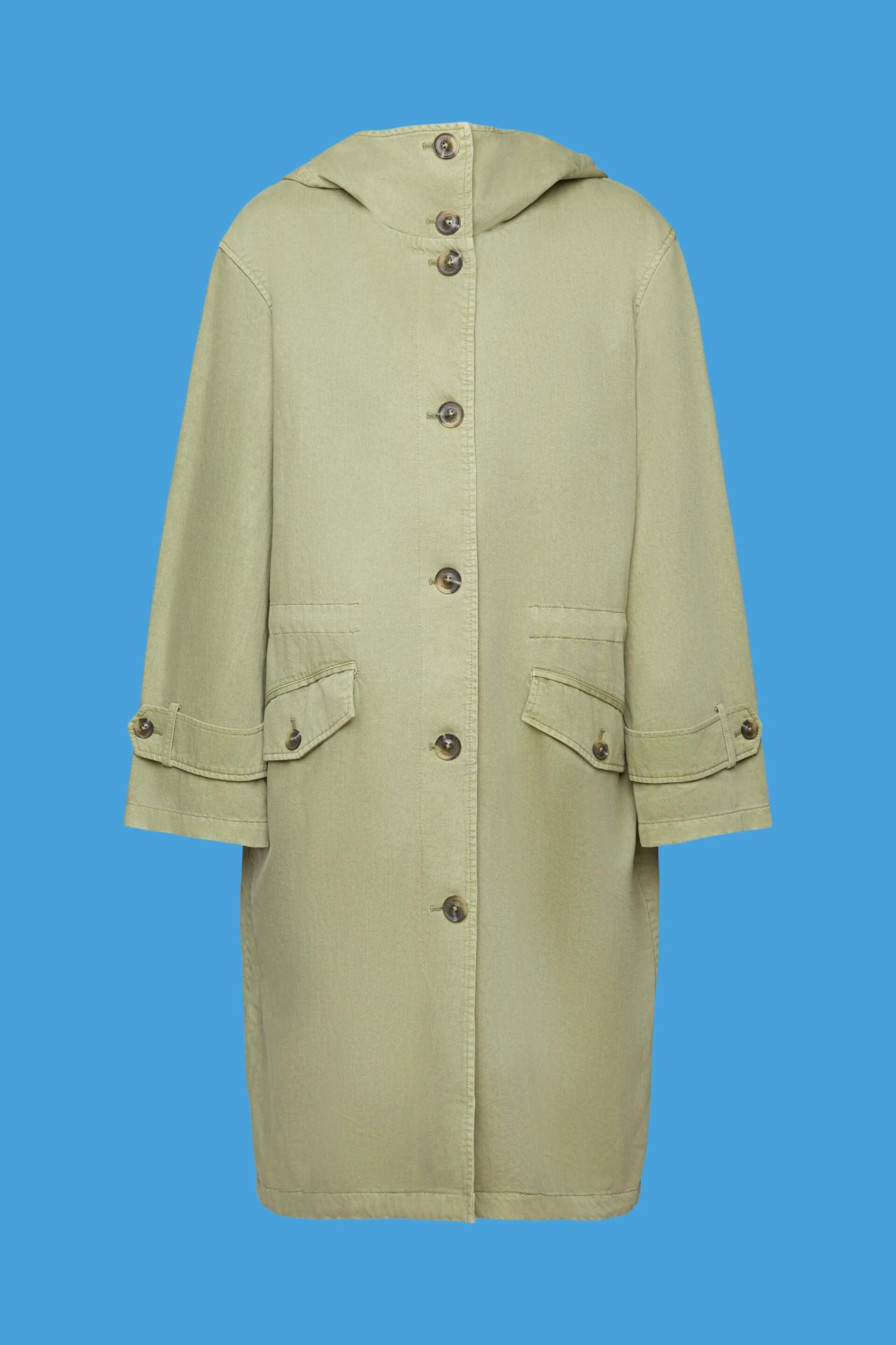 Cappotto con cappuccio e coulisse in vita