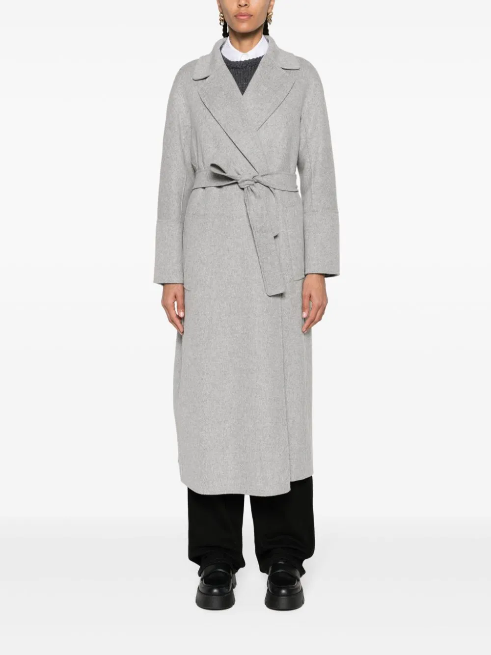 Cappotto elisa con cintura in grigio - donna