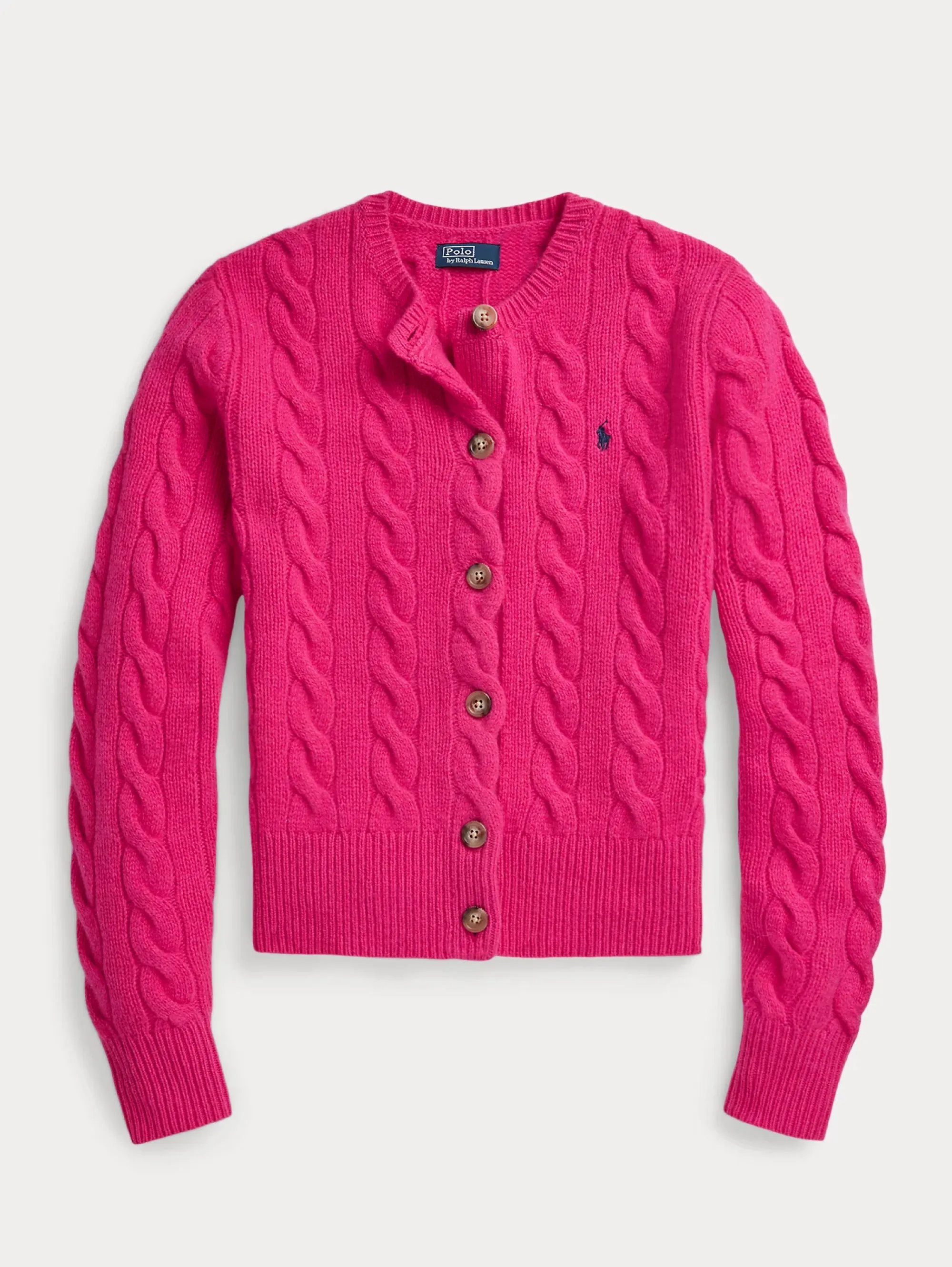 Cardigan a Trecce con Chiusura Smerlata Rosa