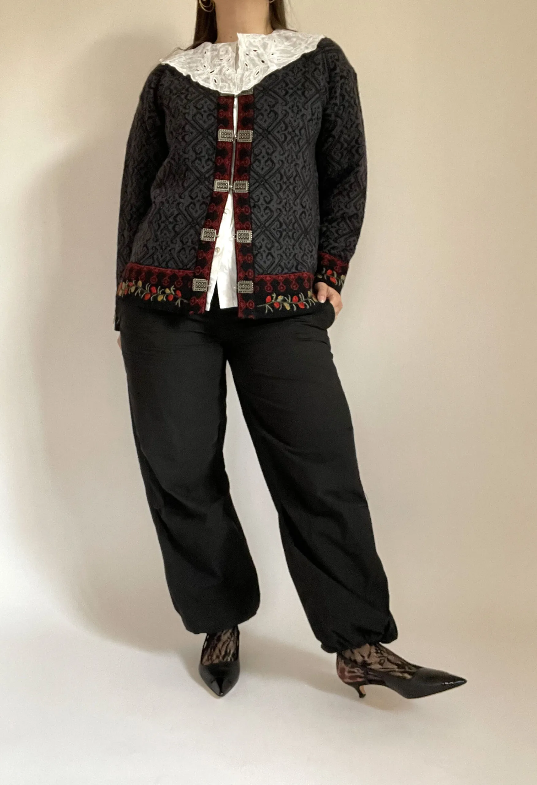 Cardigan vintage norvegese fatto a mano in pura lana